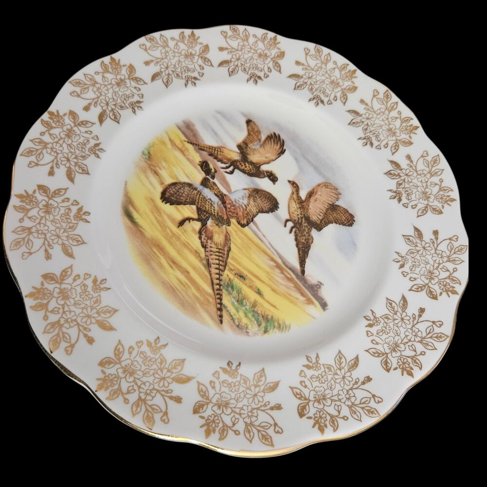Royal Albert Bone China Pheasant Plate Gold Floral England
